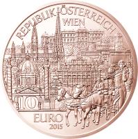 obverse of 10 Euro - Stephansdom Wien (2015) coin with KM# 3243 from Austria. Inscription: REPUBLIK ÖSTERREICH WIEN 10 EURO 2015