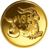 reverse of 50 Roubles - Signs of the Zodiac: Capricorn (2003) coin with Y# 1011 from Russia.