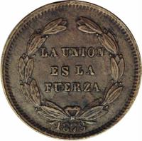 Bolivia coin 1 Centavo (1878) reverse reverse of 1 Centavo (1878) coin with KM# 163 from Bolivia. Inscription: LA UNION ES LA FUERZA
