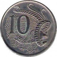 Australia coin 10 Cents - Elizabeth II (1966 - 1984) reverse reverse of 10 Cents - Elizabeth II (1966 - 1984) coin with KM# 65 from Australia. Inscription: 10 SD