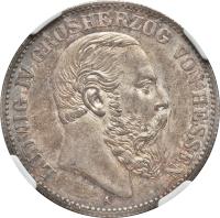 German States coin 2 Mark - Ludwig IV (1891) obverse obverse of 2 Mark - Ludwig IV (1891) coin with KM# 363 from German States. Inscription: LUDWIG IV GROSHERZOG VON HESSEN A