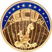 reverse of 5 Dollars - European Currency Unit (2000) coin from Liberia. Inscription: 20 ECU 00 5 DOLLARS