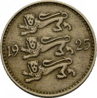 Estonia coin 3 Marka (1925) obverse obverse of 3 Marka (1925) coin with KM# 2a from Estonia. Inscription: 19 25