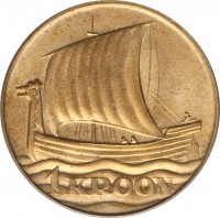 Estonia coin 1 Kroon (1934) reverse reverse of 1 Kroon (1934) coin with KM# 16 from Estonia. Inscription: 1 KROON