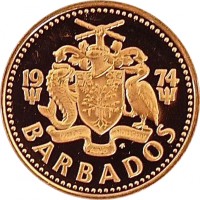 obverse of 1 Cent - Elizabeth II - Heavier (1973 - 1991) coin with KM# 10 from Barbados. Inscription: 19 81 PRIDE AND INDUSTRY BARBADOS