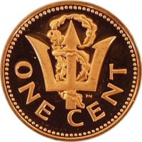 Barbados coin 1 Cent - Elizabeth II - Heavier (1973 - 1991) reverse reverse of 1 Cent - Elizabeth II - Heavier (1973 - 1991) coin with KM# 10 from Barbados. Inscription: ONE CENT