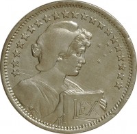 reverse of 400 Réis (1914) coin with KM# 515 from Brazil. Inscription: LEX