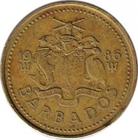 obverse of 5 Cents - Elizabeth II (1973 - 2007) coin with KM# 11 from Barbados. Inscription: BARBADOS 1979 PRIDE AND INDUSTRY