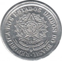 Brazil coin 10 Centavos (1956 - 1961) obverse obverse of 10 Centavos (1956 - 1961) coin with KM# 564 from Brazil. Inscription: REPUBLICA DOS ESTADOS UNIDOS DOS BRASIL