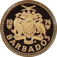 Barbados coin 25 Cents - Elizabeth II (1973 - 2006) obverse obverse of 25 Cents - Elizabeth II (1973 - 2006) coin with KM# 13 from Barbados. Inscription: BARBADOS 19 73 PRIDE AND INDUSTRY