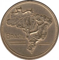 obverse of 5 Cruzeiros (1942 - 1943) coin with KM# 560 from Brazil. Inscription: BRAZIL