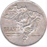 obverse of 10 Cruzeiros (1965) coin with KM# 572 from Brazil. Inscription: BRASIL