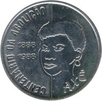 reverse of 100 Cruzados - Abolition of Slavery Centennial - Female (1988) coin with KM# 609 from Brazil. Inscription: CENTENARIO DA ABOLICAO 1888 1988