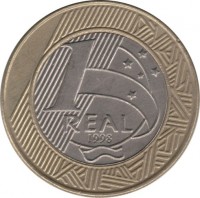 Brazil coin 1 Real - 50th Anniversary Universal Declaration of Human Rights (1998) reverse reverse of 1 Real - 50th Anniversary Universal Declaration of Human Rights (1998) coin with KM# 653 from Brazil. Inscription: 1 REAL 1998