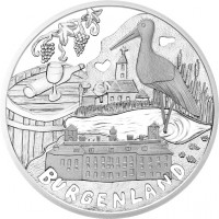 obverse of 10 Euro - Federal Provinces: Burgenland - Silver (2015) coin with KM# 3244a from Austria. Inscription: BURGENLAND