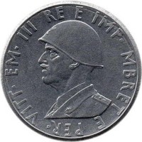 obverse of 0.50 Lek - Vittorio Emanuele III (1939 - 1941) coin with KM# 30 from Albania. Inscription: VITT · EM · III RE E IMP · MBRET E PER ·
