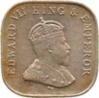 Ceylon coin 5 Cents - Edward VII (1909 - 1910) obverse obverse of 5 Cents - Edward VII (1909 - 1910) coin with KM# 103 from Ceylon. Inscription: EDWARD VII KING & EMPEROR
