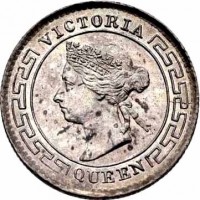 obverse of 10 Cents - Victoria (1892 - 1900) coin with KM# 94 from Ceylon. Inscription: VICTORIA QUEEN