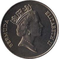 obverse of 1 Dollar - Elizabeth II - World Wildlife Fund: Sea Turtle (1986) coin with KM# 49 from Bermuda. Inscription: BERMUDA<br/>ELIZABETH II