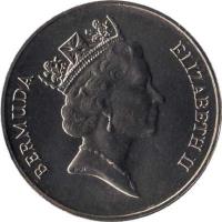 Bermuda coin 1 Dollar - 50th Anniversary of Commercial Aviation (1987) obverse obverse of 1 Dollar - 50th Anniversary of Commercial Aviation (1987) coin with KM# 52 from Bermuda. Inscription: BERMUDA<br/>ELIZABETH II
