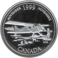 Canada coin 25 Cents - Elizabeth II - Millennium: November (1999) reverse reverse of 25 Cents - Elizabeth II - Millennium: November (1999) coin with KM# 352a from Canada. Inscription: NOVEMBER 1999 NOVEMBRE<br/>CANADA