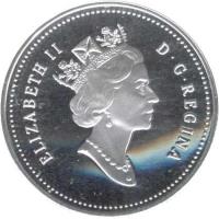 Canada coin 50 Cents - Elizabeth II (1997 - 2003) obverse obverse of 50 Cents - Elizabeth II (1997 - 2003) coin with KM# 290a from Canada. Inscription: ELIZABETH II<br/>D · G · REGINA