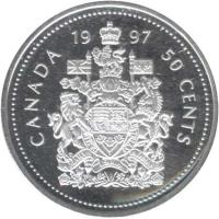 Canada coin 50 Cents - Elizabeth II (1997 - 2003) reverse reverse of 50 Cents - Elizabeth II (1997 - 2003) coin with KM# 290a from Canada. Inscription: 19 97<br/>CANADA<br/>50 CENTS