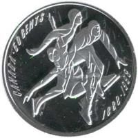 Canada coin 50 Cents - Elizabeth II - 110 Years Canadian Speed and Figure Skating (1998) reverse reverse of 50 Cents - Elizabeth II - 110 Years Canadian Speed and Figure Skating (1998) coin with KM# 314 from Canada. Inscription: CANADA - 50 CENTS<br/>1888-1998