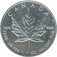 reverse of 5 Dollars - Elizabeth II (1990 - 2003) coin with KM# 187 from Canada. Inscription: CANADA<br/>9999 9999<br/>FINE SILVER 1 OZ ARGENT PUR