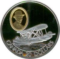 Canada coin 20 Dollars - Elizabeth II - Aviation: Canadian Vickers Vedette, Wilfred T. Reid (1994) reverse reverse of 20 Dollars - Elizabeth II - Aviation: Canadian Vickers Vedette, Wilfred T. Reid (1994) coin with KM# 247 from Canada. Inscription: CANADA 20 DOLLARS