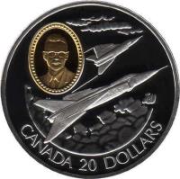 Canada coin 20 Dollars - Elizabeth II - Aviation: Avro Canada CF-105 Arrow, James A. Chamberlin (1996) reverse reverse of 20 Dollars - Elizabeth II - Aviation: Avro Canada CF-105 Arrow, James A. Chamberlin (1996) coin with KM# 277 from Canada. Inscription: CANADA 20 DOLLARS