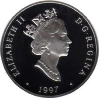 Canada coin 20 Dollars - Elizabeth II - Aviation: Canadair F-86 Sabre, Fern Villeneuve (1997) obverse obverse of 20 Dollars - Elizabeth II - Aviation: Canadair F-86 Sabre, Fern Villeneuve (1997) coin with KM# 297 from Canada. Inscription: ELIZABETH II D · G · REGINA<br/> · 1997 ·