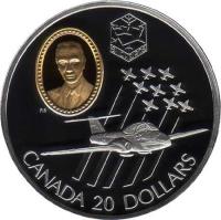 Canada coin 20 Dollars - Elizabeth II - Aviation: Canadair CT-114 Tutor, Edward Higgins (1997) reverse reverse of 20 Dollars - Elizabeth II - Aviation: Canadair CT-114 Tutor, Edward Higgins (1997) coin with KM# 298 from Canada. Inscription: CANADA 20 DOLLARS