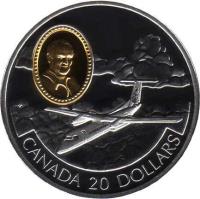 Canada coin 20 Dollars - Elizabeth II - Aviation: de Havilland DHC-8 Dash 8, Robert H.Fowler (1999) reverse reverse of 20 Dollars - Elizabeth II - Aviation: de Havilland DHC-8 Dash 8, Robert H.Fowler (1999) coin with KM# 340 from Canada. Inscription: CANADA 20 DOLLARS