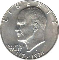 United States coin 1 Dollar - Eisenhower: Bicentennial (1976) obverse obverse of 1 Dollar - Eisenhower: Bicentennial (1976) coin with KM# 206a from United States. Inscription: LIBERTY<br/>IN GOD WE<br/>TRUST<br/>1776-1976