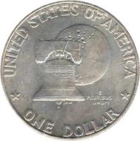 United States coin 1 Dollar - Eisenhower: Bicentennial (1976) reverse reverse of 1 Dollar - Eisenhower: Bicentennial (1976) coin with KM# 206a from United States. Inscription: UNITED STATES OF AMERICA<br/>E<br/>PLURIBUS<br/>UNUM<br/>ONE DOLLAR