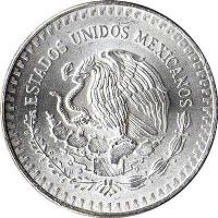 Mexico coin 1 Onza (1982 - 1995) obverse obverse of 1 Onza (1982 - 1995) coin with KM# 494 from Mexico. Inscription: ESTADOS UNIDOS MEXICANOS