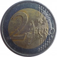 reverse of 2 Euro - 30th Anniversary to European Union flag (2015) coin with KM# 172 from Latvia. Inscription: 2 EURO LL