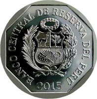 Peru coin 1 Nuevo Sol - Wealth and Pride of Peru: Huarautambo (2015) obverse obverse of 1 Nuevo Sol - Wealth and Pride of Peru: Huarautambo (2015) coin with KM# 393 from Peru. Inscription: BANCO CENTRAL DE RESERVA DEL PERÚ 2015