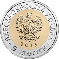 Poland coin 5 Złotych - Discover Poland: Poznań Town Hall (2015) obverse obverse of 5 Złotych - Discover Poland: Poznań Town Hall (2015) coin with Y# 927 from Poland. Inscription: RZECZPOSPOLITA POLSKA 2015 5 ZŁOTYCH