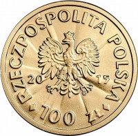 Poland coin 100 Złotych - 100th Anniversary of Regaining Independence by Poland: Józef Piłsudski (2015) obverse obverse of 100 Złotych - 100th Anniversary of Regaining Independence by Poland: Józef Piłsudski (2015) coin with Y# 932 from Poland. Inscription: RZECZPOSPOLITA POLSKA 20 15 100 ZŁ
