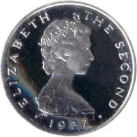 obverse of 1 Penny - Elizabeth II - 2'nd Portrait (1976 - 1979) coin with KM# 33a from Isle of Man. Inscription: ELIZABETH THE SECOND · 1976 ·