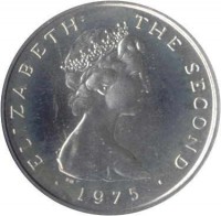 Isle of Man coin 5 New Pence - Elizabeth II - 2'nd Portrait (1975) obverse obverse of 5 New Pence - Elizabeth II - 2'nd Portrait (1975) coin with KM# 22a from Isle of Man. Inscription: ELIZABETH THE SECOND · 1975 ·