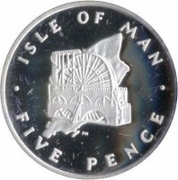 reverse of 5 Pence - Elizabeth II - 2'nd Portrait (1976 - 1979) coin with KM# 35.1a from Isle of Man. Inscription: ISLE OF MAN · FIVE PENCE ·