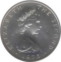 Isle of Man coin 10 New Pence - Elizabeth II - 2'nd Portrait (1975) obverse obverse of 10 New Pence - Elizabeth II - 2'nd Portrait (1975) coin with KM# 23a from Isle of Man. Inscription: ELIZABETH THE SECOND · 1975 ·