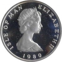 obverse of 10 Pence - Elizabeth II - 2'nd Portrait (1980) coin with KM# 62a from Isle of Man. Inscription: ISLE OF MAN ELIZABETH II · 1980 ·