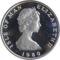 Isle of Man coin 10 Pence - Elizabeth II - 2'nd Portrait (1980) obverse obverse of 10 Pence - Elizabeth II - 2'nd Portrait (1980) coin with KM# 62a from Isle of Man. Inscription: ISLE OF MAN ELIZABETH II · 1980 ·