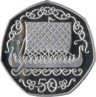 reverse of 50 Pence - Elizabeth II - 2'nd Portrait (1980 - 1982) coin with KM# 70a from Isle of Man. Inscription: 50