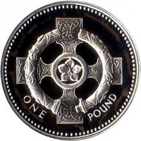 United Kingdom coin 1 Pound - Elizabeth II - 25th Anniversary of Decimal Currency - 3'rd Portrait (1996) reverse reverse of 1 Pound - Elizabeth II - 25th Anniversary of Decimal Currency - 3'rd Portrait (1996) coin with KM# 972a from United Kingdom. Inscription: ONE POUND