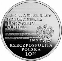 Poland coin 10 Złotych - 50th Anniversary of the Letter of Reconciliation of the Polish Bishops to the German Bishops (2015) obverse obverse of 10 Złotych - 50th Anniversary of the Letter of Reconciliation of the Polish Bishops to the German Bishops (2015) coin with Y# 928 from Poland. Inscription: